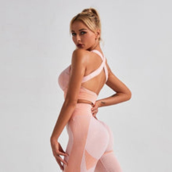 Pants - 🌺Seamless Color Blocking Two-Pieces Sports Set